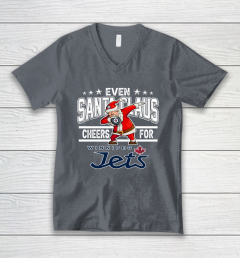 Winnipeg Jets Even Santa Claus Cheers For Christmas NHL V-Neck T-Shirt 4
