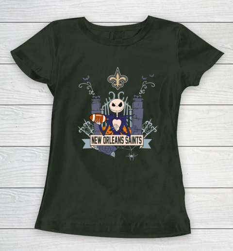 NFL New Orleans Saints Football Jack Skellington Halloween Women's T-Shirt 4