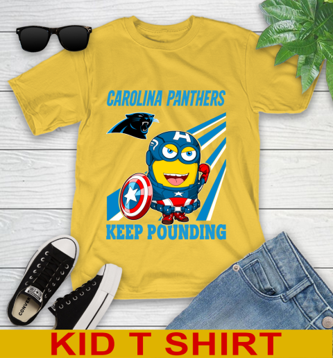 NFL Football Carolina Panthers Captain America Marvel Avengers Minion Shirt Youth T-Shirt 9