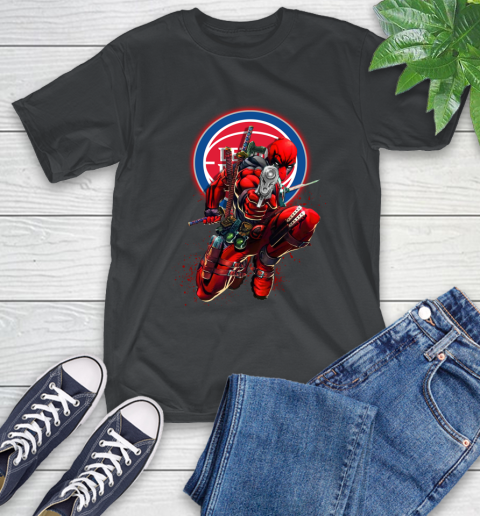 NBA Deadpool Marvel Comics Sports Basketball Detroit Pistons T-Shirt 2