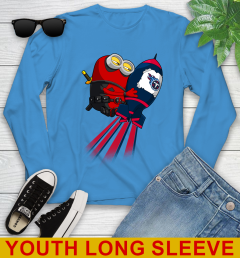 NFL Football Tennessee Titans Deadpool Minion Marvel Shirt Youth Long Sleeve 8