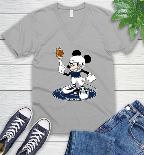 NFL Football Los Angeles Rams Cheerful Mickey Disney Shirt V-Neck T-Shirt 4