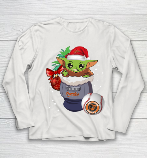 Baltimore Orioles Christmas Baby Yoda Star Wars Funny Happy MLB Youth Long Sleeve 11