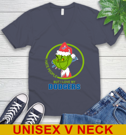 Los Angeles Dodgers MLB Christmas Grinch I Hate People But I Love My Favorite Baseball Team V-Neck T-Shirt 8