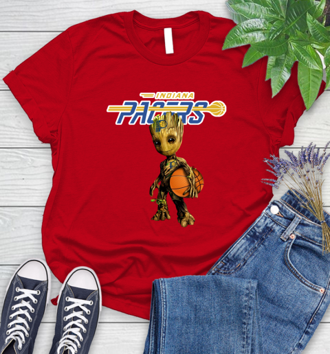 Indiana Pacers NBA Basketball Groot Marvel Guardians Of The Galaxy Women's T-Shirt 9