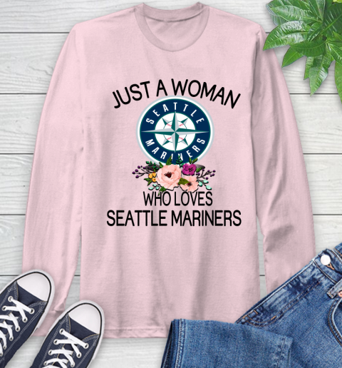 MLB Just A Woman Who Loves Seattle Mariners Baseball Sports Long Sleeve T-Shirt 8