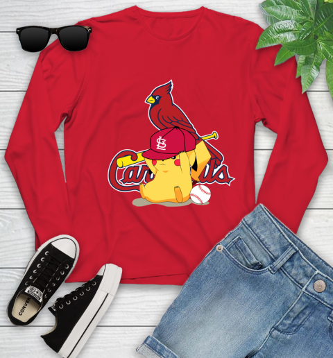 MLB Pikachu Baseball Sports St.Louis Cardinals Youth Long Sleeve 11