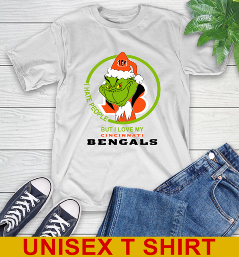 Cincinnati Bengals NFL Christmas Grinch I Hate People But I Love My Favorite Football Team T-Shirt
