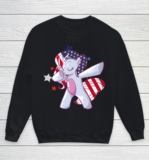 Independence Day Dabbing Unicorn 4th of July Girls American Flag Youth Sweatshirt