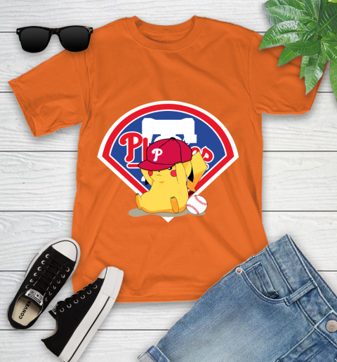 MLB Pikachu Baseball Sports Philadelphia Phillies Youth T-Shirt 7