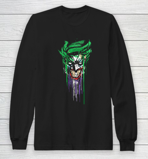 DC Fandome Joker Paint Drip Portrait Long Sleeve T-Shirt