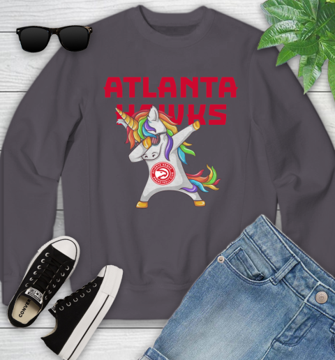 Atlanta Hawks NBA Basketball Funny Unicorn Dabbing Sports Youth Sweatshirt 6