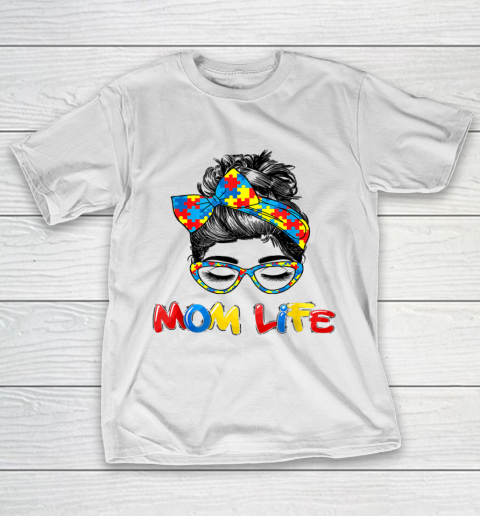 Womens Autistic Autism Awareness Mom Life Shirts Women Mother T-Shirt
