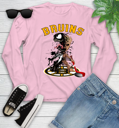 NHL Boston Bruins Hockey Venom Groot Guardians Of The Galaxy Youth Long Sleeve 10