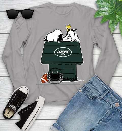 New York Jets NFL Football Snoopy Woodstock The Peanuts Movie Youth Long Sleeve 5