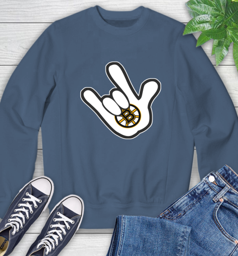 Boston Bruins NHL Hockey Mickey Rock Hand Disney Sweatshirt 7