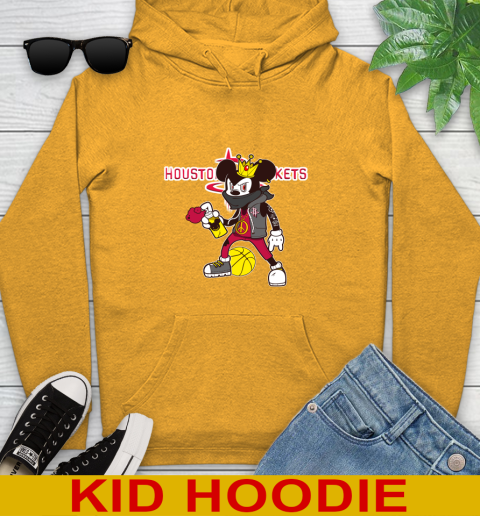 Houston Rockets NBA Basketball Mickey Peace Sign Sports Youth Hoodie 3