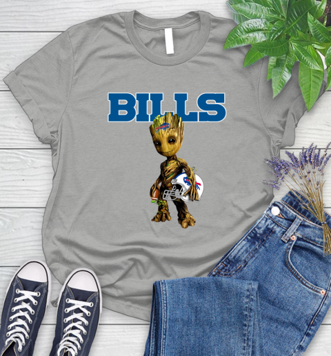 Buffalo Bills NFL Football Groot Marvel Guardians Of The Galaxy Women's T-Shirt 10