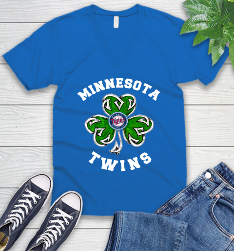 MLB Minnesota Twins Three Leaf Clover St Patrick's Day Baseball Sports V-Neck T-Shirt 5