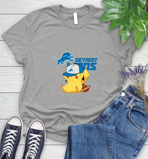 NFL Pikachu Football Sports Detroit Lions Women's T-Shirt 10