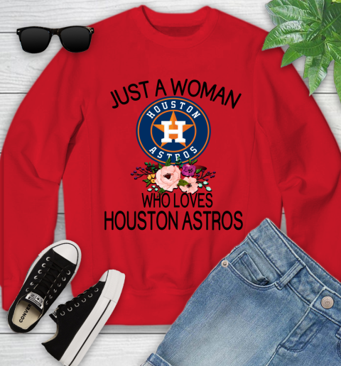 MLB Just A Woman Who Loves Houston Astros Baseball Sports Youth Sweatshirt 5