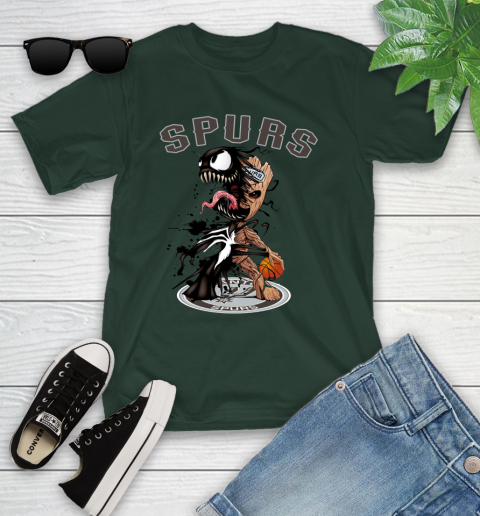 NBA San Antonio Spurs Basketball Venom Groot Guardians Of The Galaxy Youth T-Shirt 5