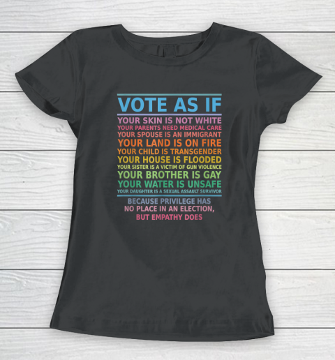 Vote As If Your Skin Is Not White Human's Rights Women's T-Shirt