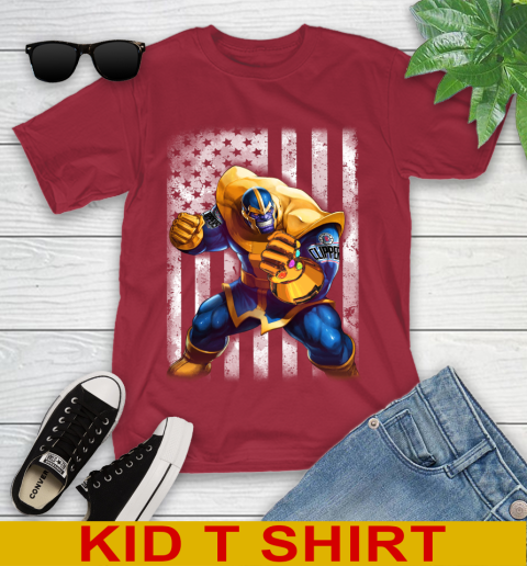NBA Basketball LA Clippers Thanos Marvel American Flag Shirt Youth T-Shirt 12