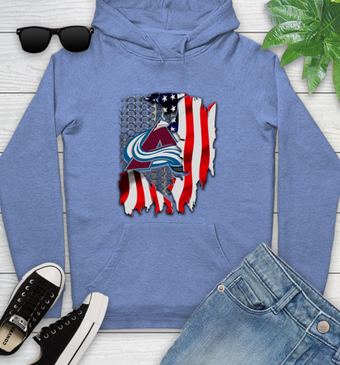 Colorado Avalanche NHL Hockey American Flag Youth Hoodie 13