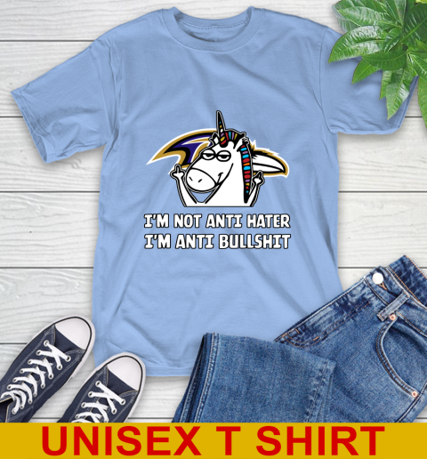 Baltimore Ravens NFL Football Unicorn I'm Not Anti Hater I'm Anti Bullshit T-Shirt 11