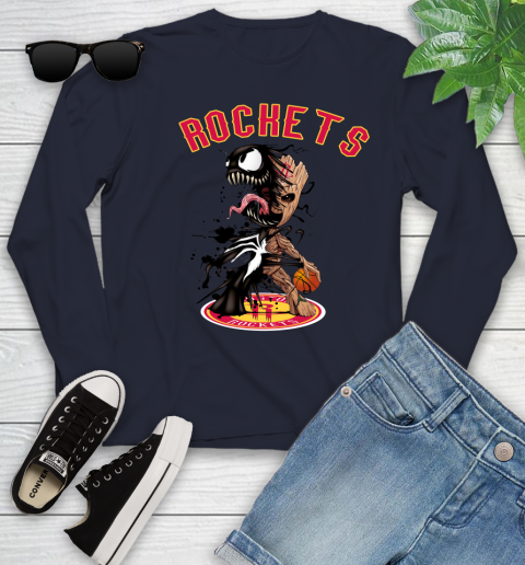 NBA Houston Rockets Basketball Venom Groot Guardians Of The Galaxy Youth Long Sleeve 3
