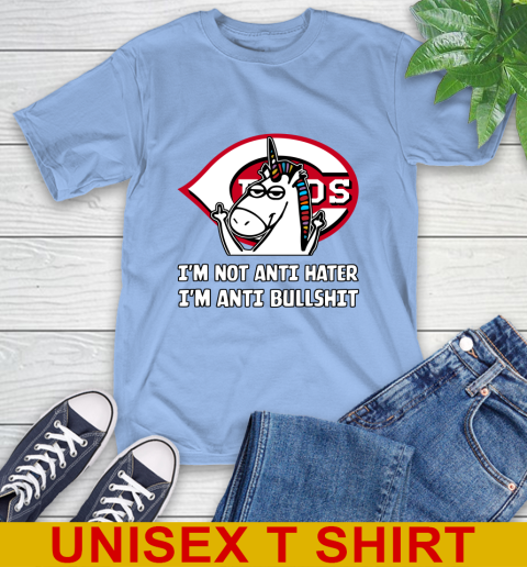 Cincinnati Reds MLB Baseball Unicorn I'm Not Anti Hater I'm Anti Bullshit T-Shirt 11
