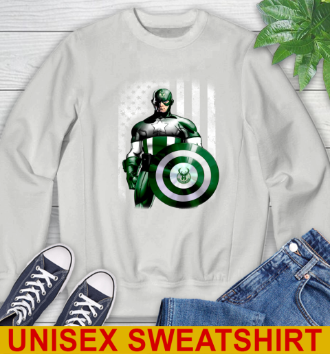 Milwaukee Bucks NBA Basketball Captain America Marvel Avengers American Flag Shirt Sweatshirt 5
