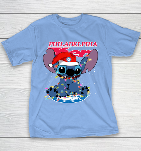 Philadelphia 76ers NBA noel stitch Basketball Christmas Youth T-Shirt 7