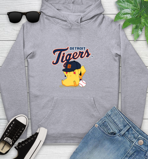 MLB Pikachu Baseball Sports Detroit Tigers Youth Hoodie 6