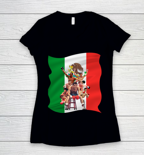 Canelo Alvarez World Champion Mexico Flag Women's V-Neck T-Shirt