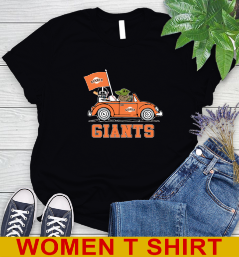 MLB Baseball San Francisco Giants Darth Vader Baby Yoda Driving Star Wars Shirt Women's T-Shirt 2
