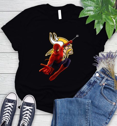 NFL Spider Man Avengers Endgame Football Minnesota Vikings Women's T-Shirt 2