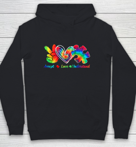 Autism Awareness Accept Understand Love Autism Mom Tie Dye Fitted Youth Hoodie