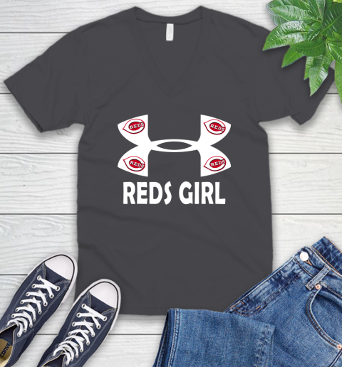 MLB Cincinnati Reds Under Armour Baseball Sports V-Neck T-Shirt 4