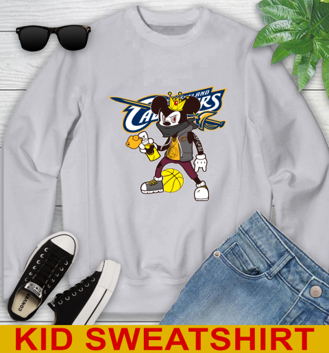 Cleveland Cavaliers NBA Basketball Mickey Peace Sign Sports Youth Sweatshirt 4
