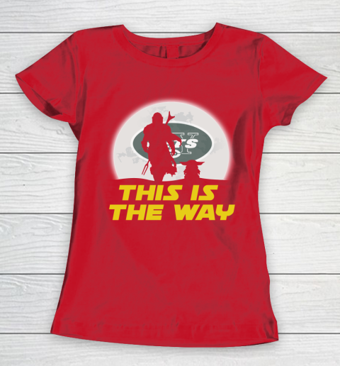 New York Jets NFL Football Star Wars Yoda And Mandalorian This Is The Way Women's T-Shirt 9