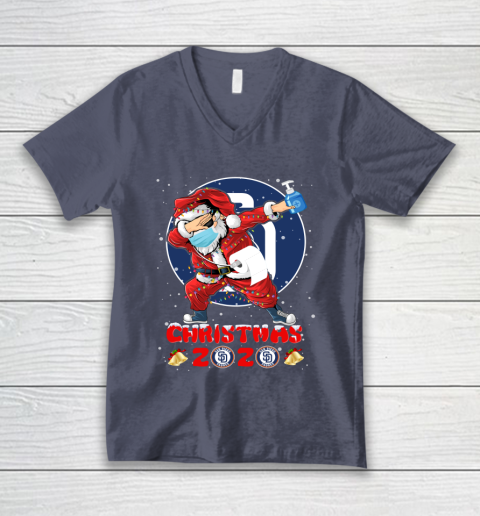 San Diego Padres Funny Santa Claus Dabbing Christmas 2020 MLB V-Neck T-Shirt 7