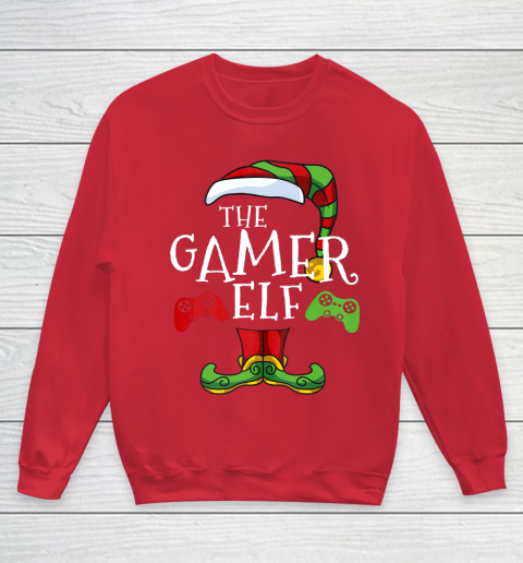 Gamer Elf Family Matching Christmas Funny Gaming Pajama Youth Sweatshirt 7