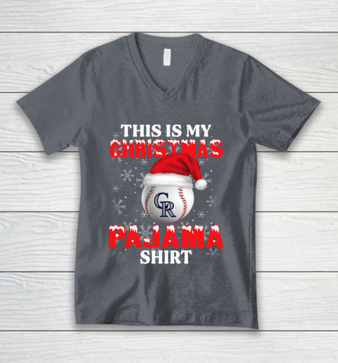 Colorado Rockies This Is My Christmas Pajama Shirt MLB V-Neck T-Shirt 4