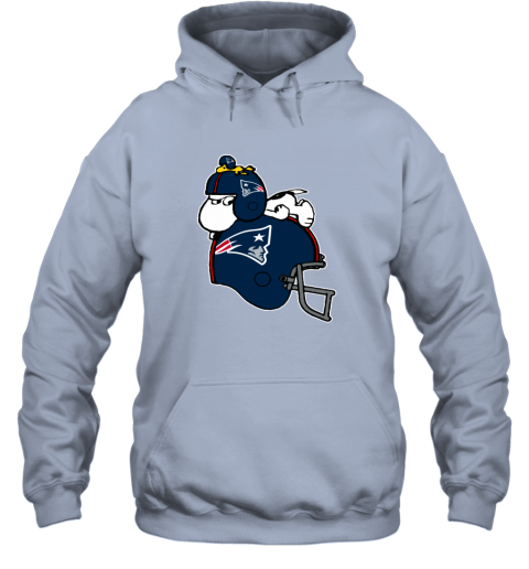 ypjv snoopy and woodstock resting on new englands patriots helmet hoodie 23 front light blue