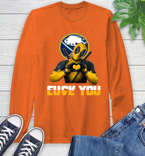NHL Buffalo Sabres Deadpool Love You Fuck You Hockey Sports Long Sleeve T-Shirt 4