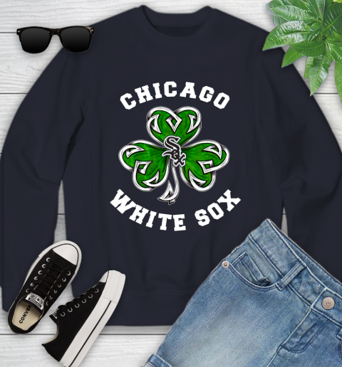 MLB Chicago White Sox Three Leaf Clover St Patrick's Day Baseball Sports Youth Sweatshirt 2