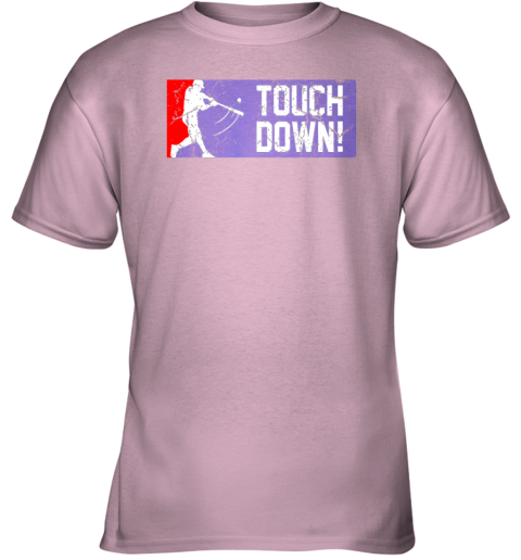 zfxn touchdown baseball funny family gift base ball youth t shirt 26 front light pink