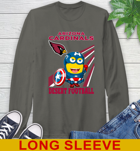 NFL Football Arizona Cardinals Captain America Marvel Avengers Minion Shirt Long Sleeve T-Shirt 10